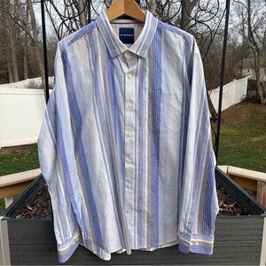 Tommy Bahama Men’s Long Sleeve Button Down Cotton Silk Striped Shirt Size XXL